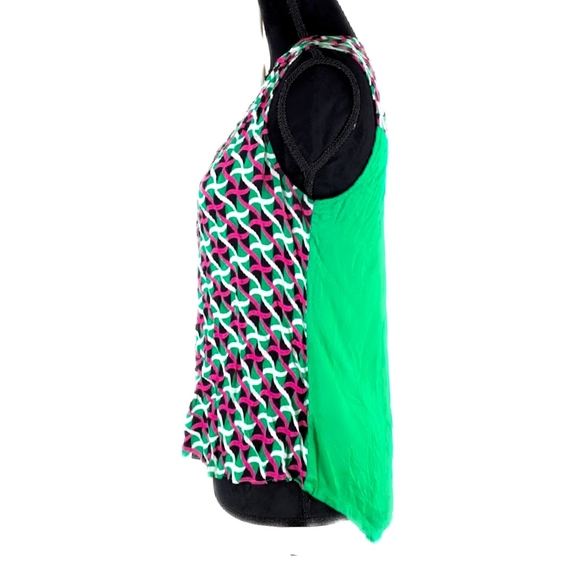 Kaari Blue Womens S Geometric Sleeveless Button Up Top - Picture 6 of 7